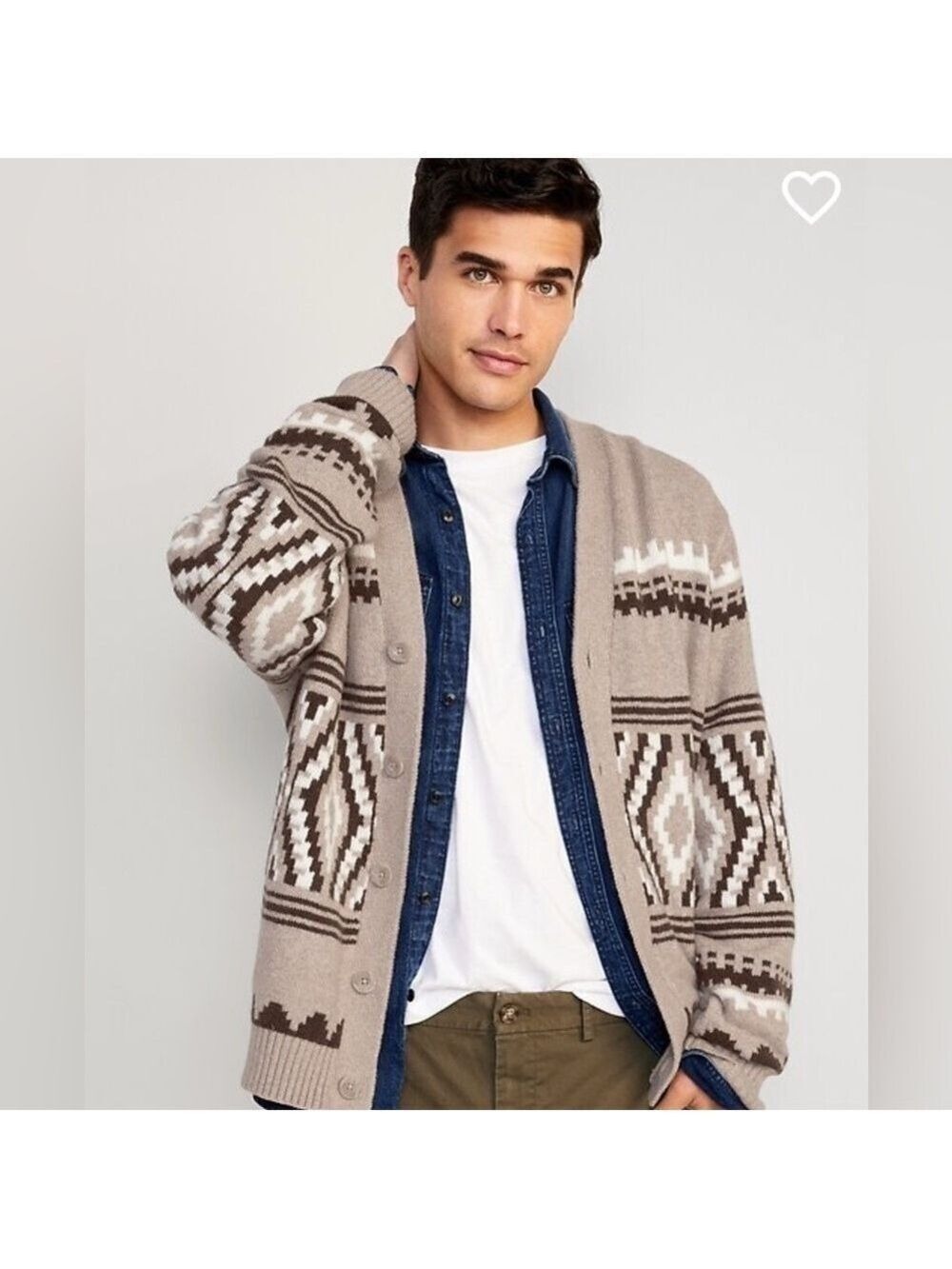 Old Navy Button Front Fair Isle Winter Cabin Cozy Cardigan Sweater XL Tall